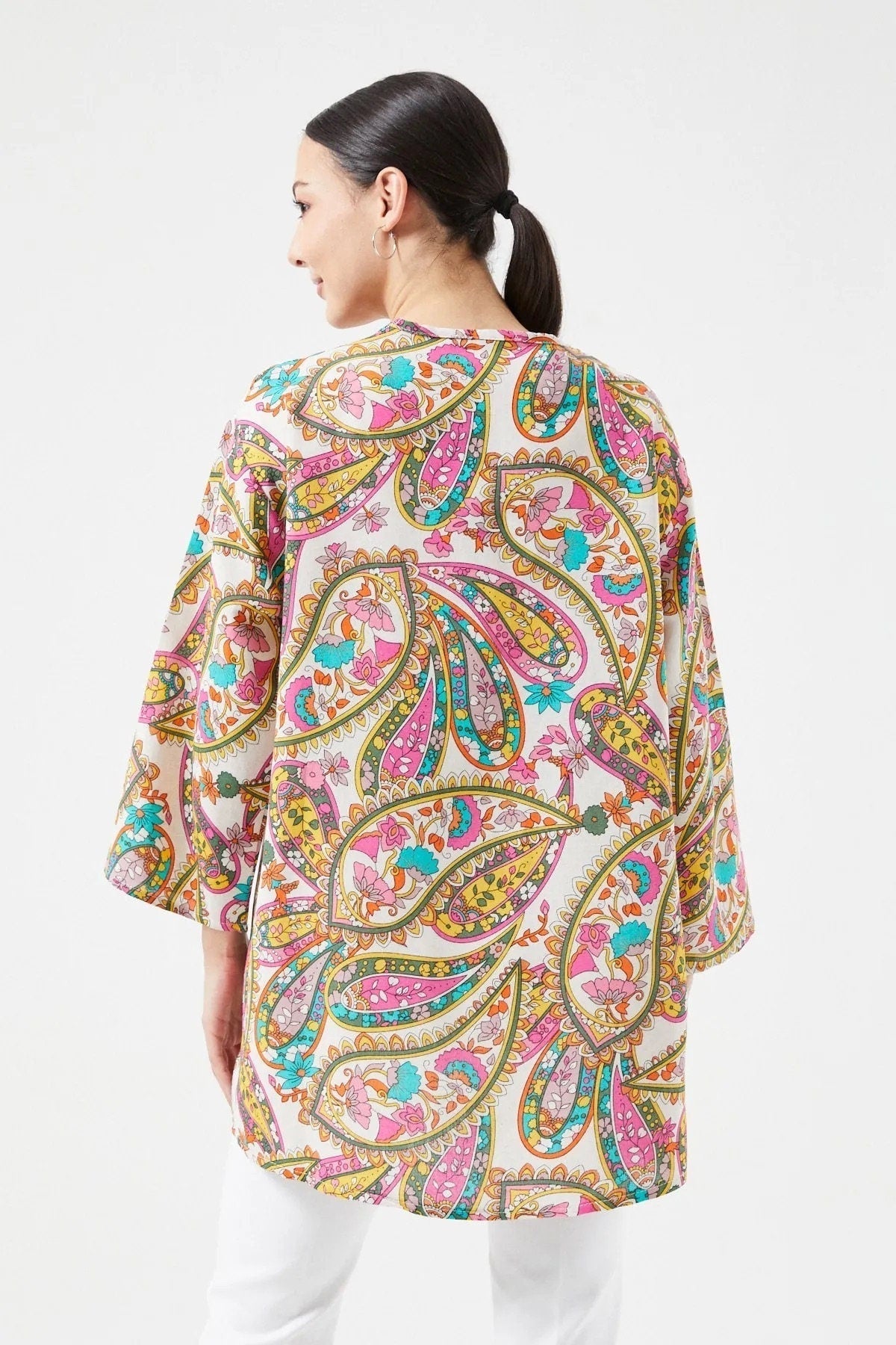Patricia Ethnic Colorful Linen Kimono