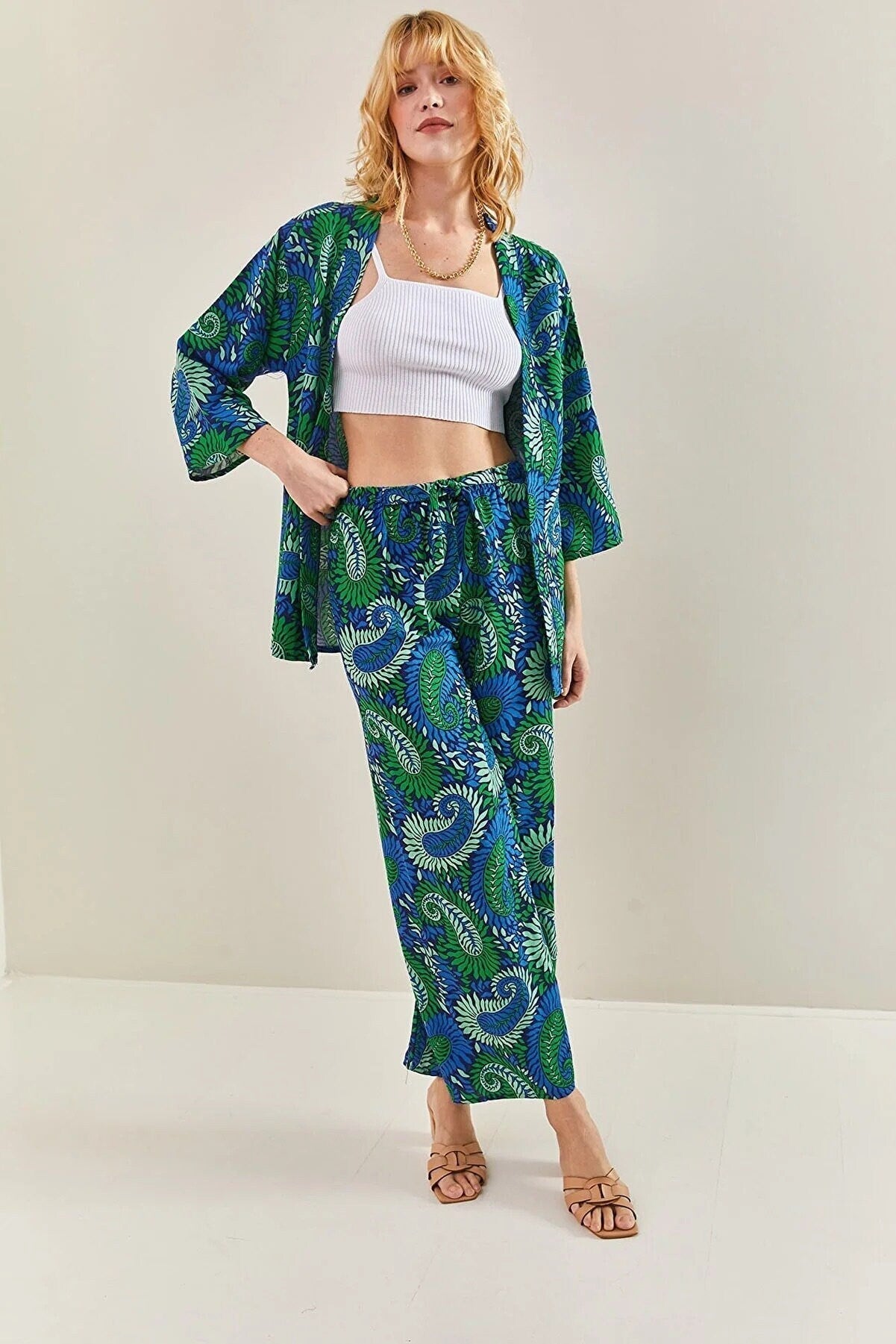 Patricia Red Paisley Linen Kimono Cardigan
