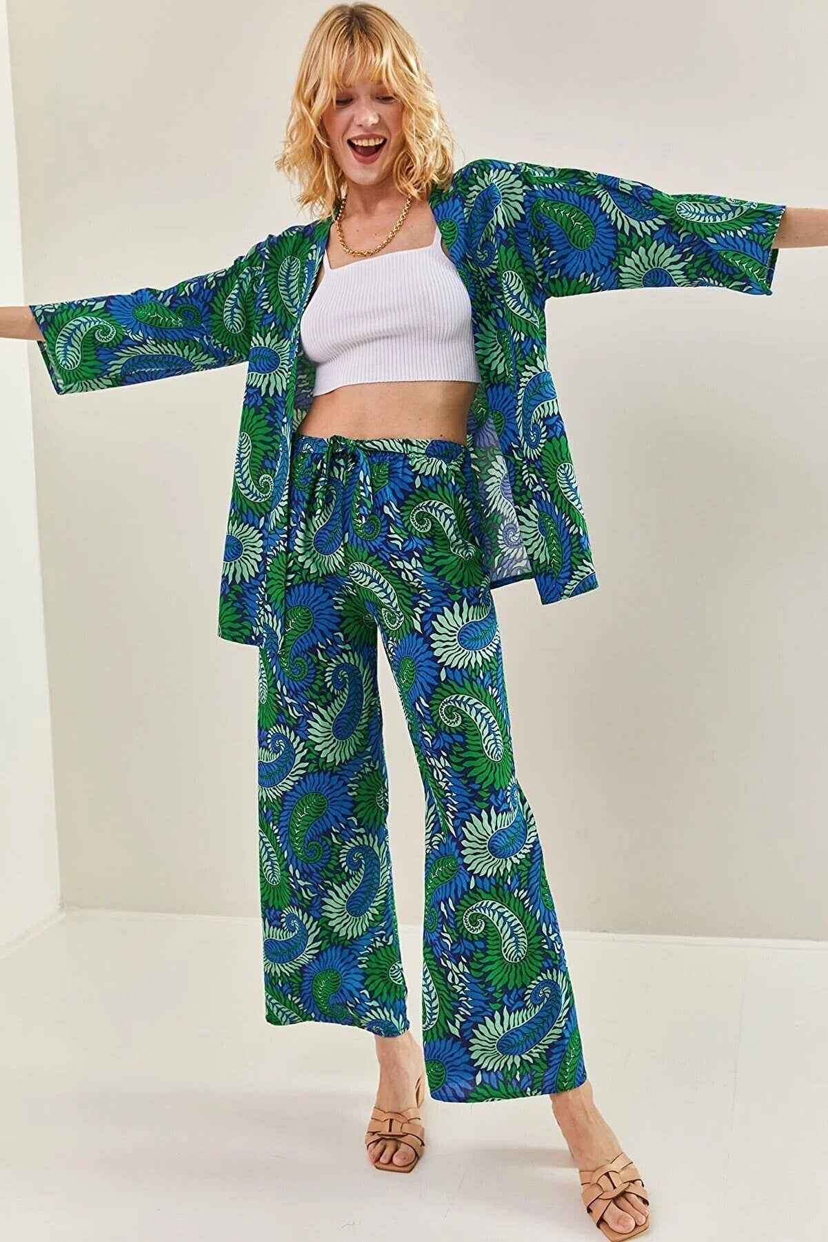 Patricia Red Paisley Linen Kimono Cardigan