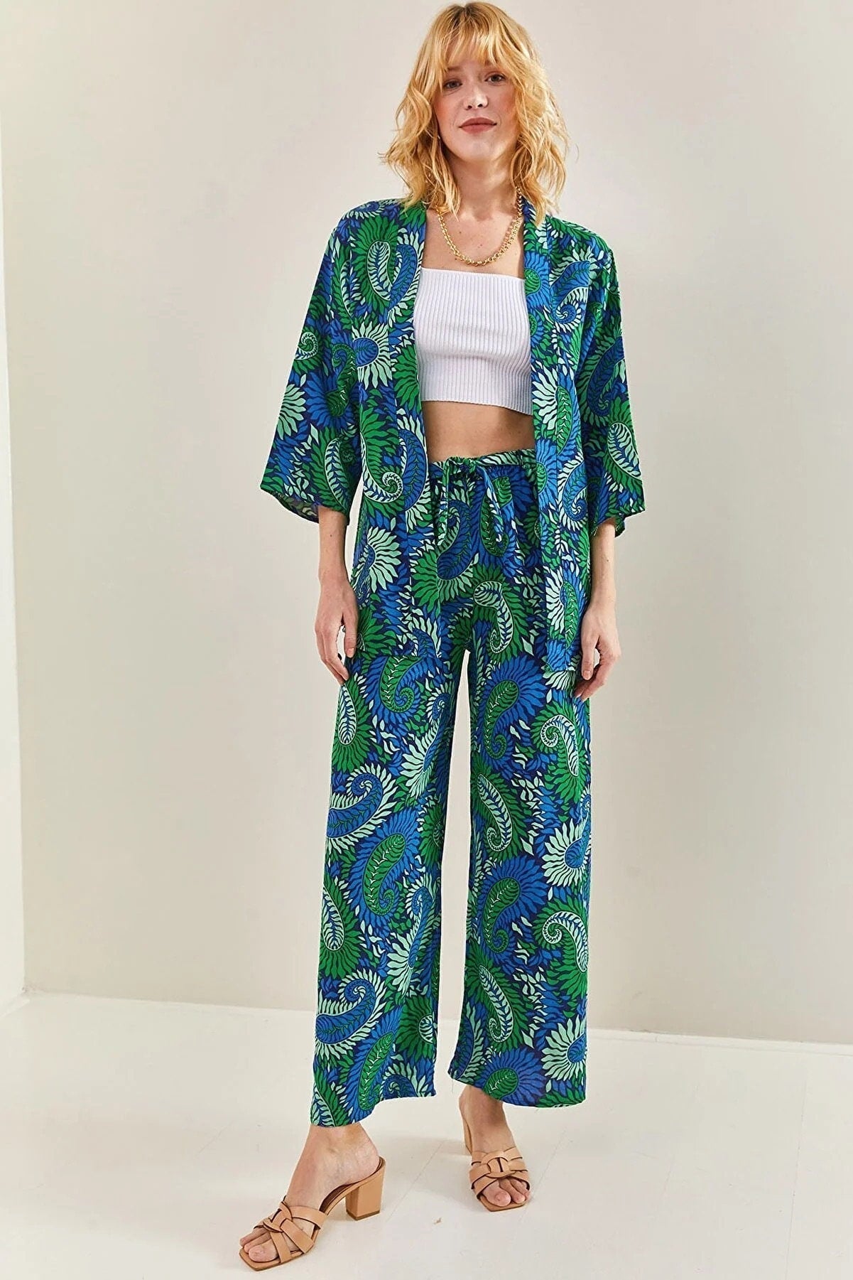 Patricia Red Paisley Linen Kimono Cardigan