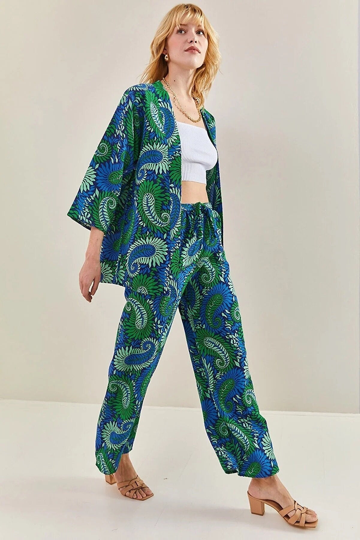 Patricia Red Paisley Linen Kimono Cardigan
