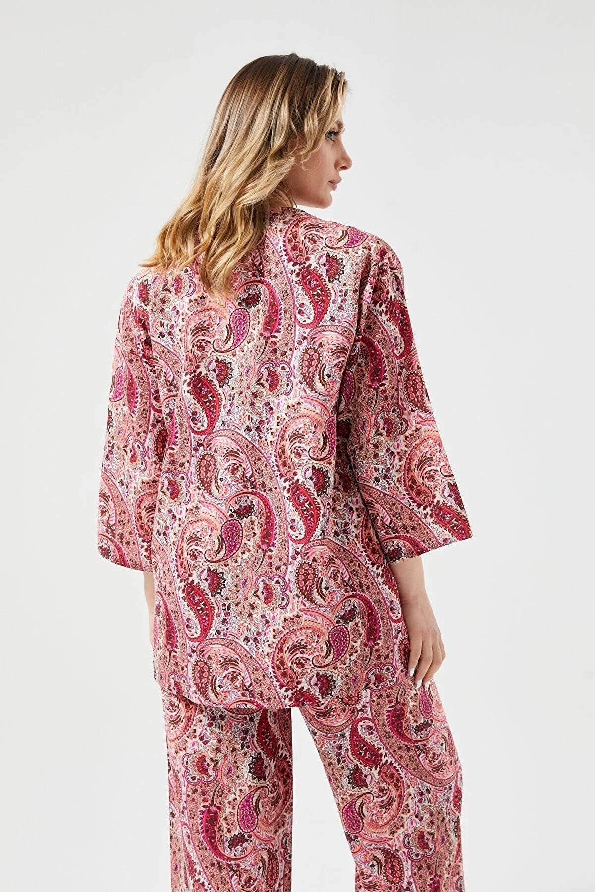 Patricia Red Paisley Linen Kimono Cardigan