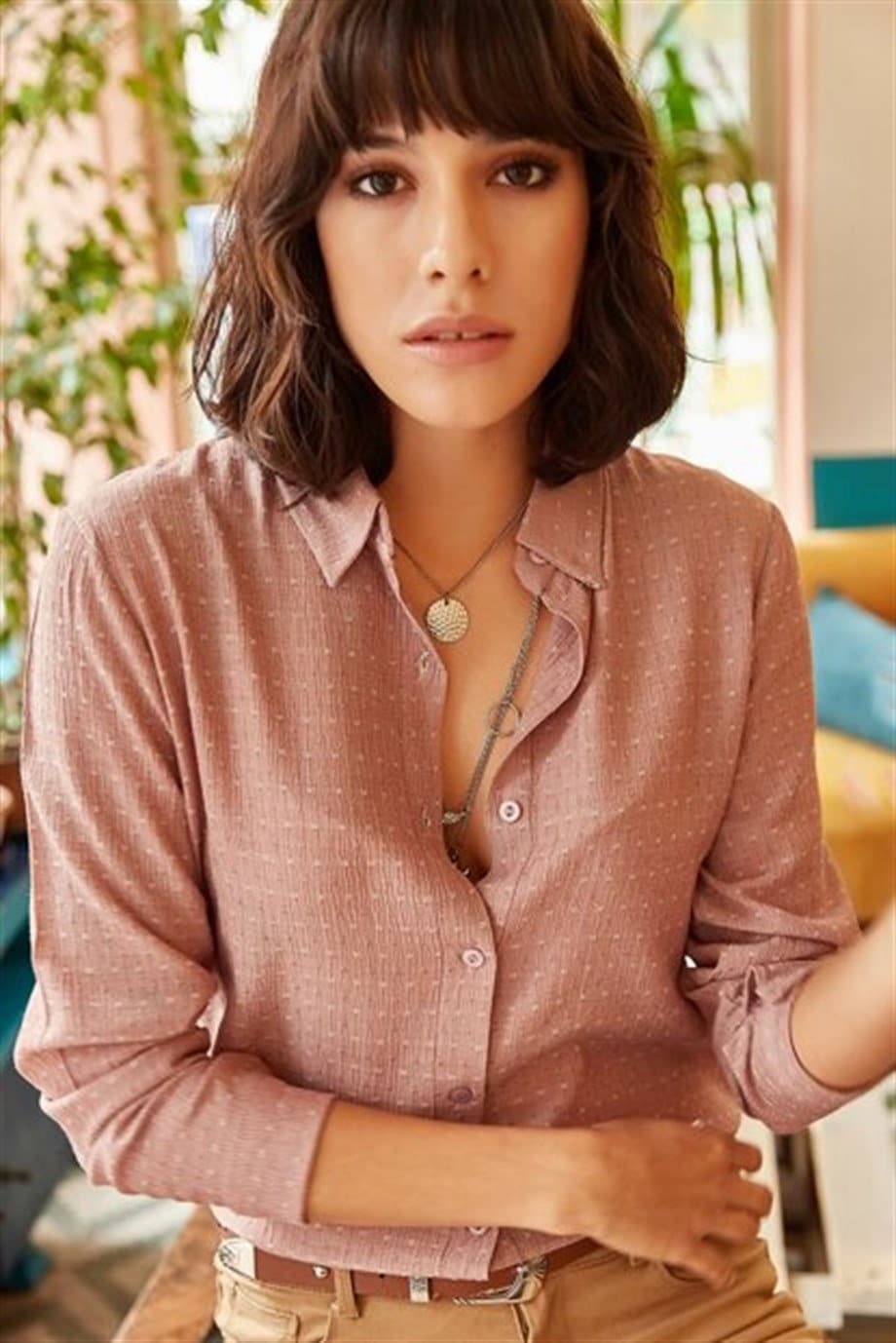 Eleanor Pink Designer Long Sleeved Button-Down Shirt