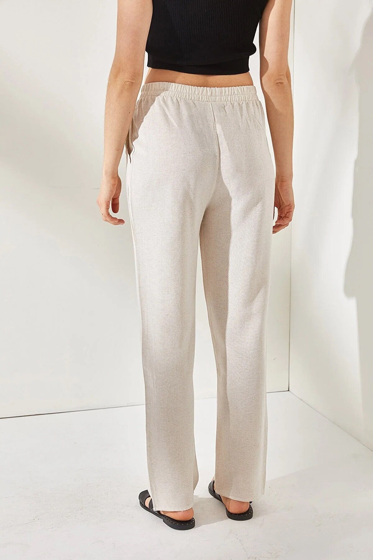 Olivia Ivory Linen Tapered Pants