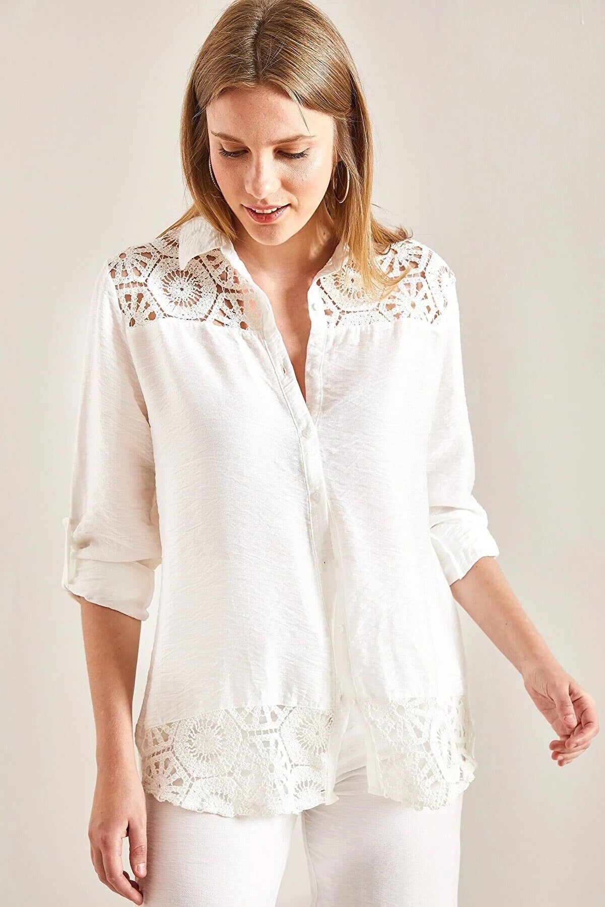 Black Lace Design Classic Blouse