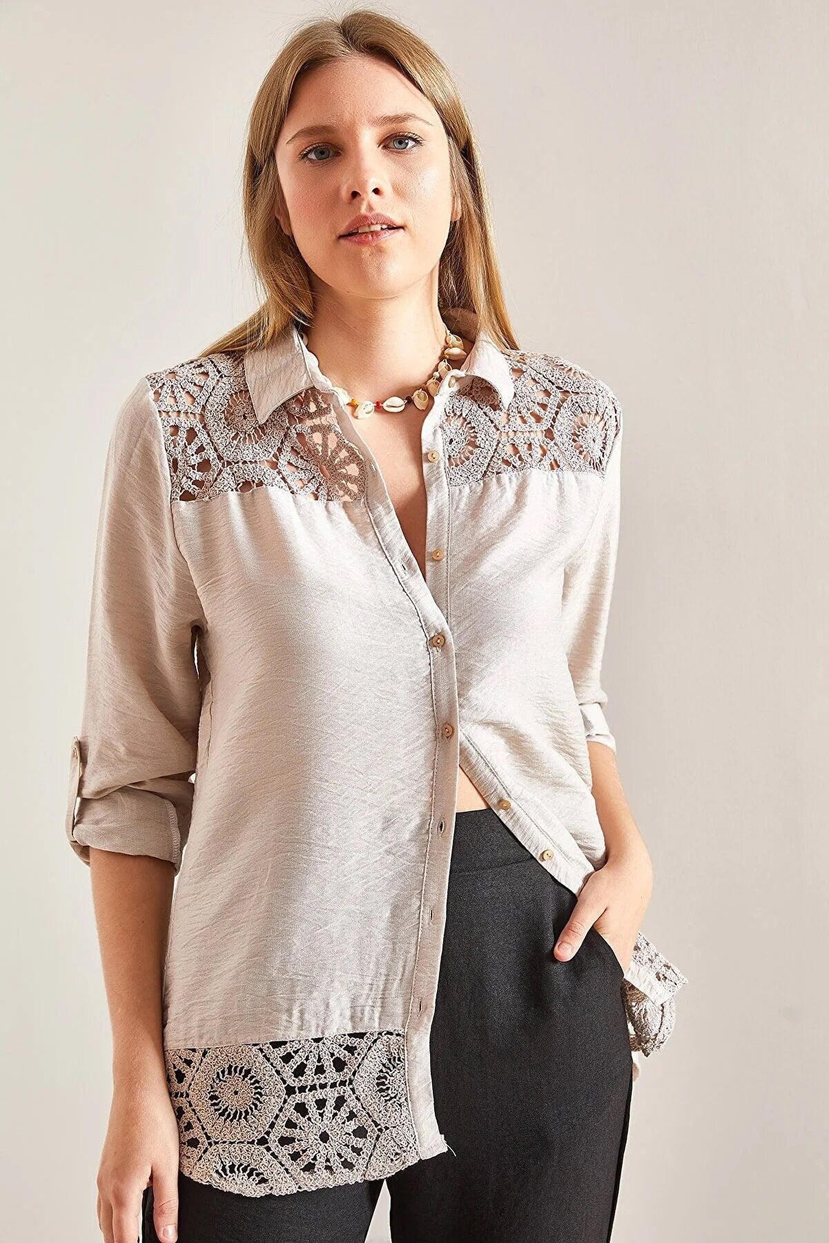 Black Lace Design Classic Blouse