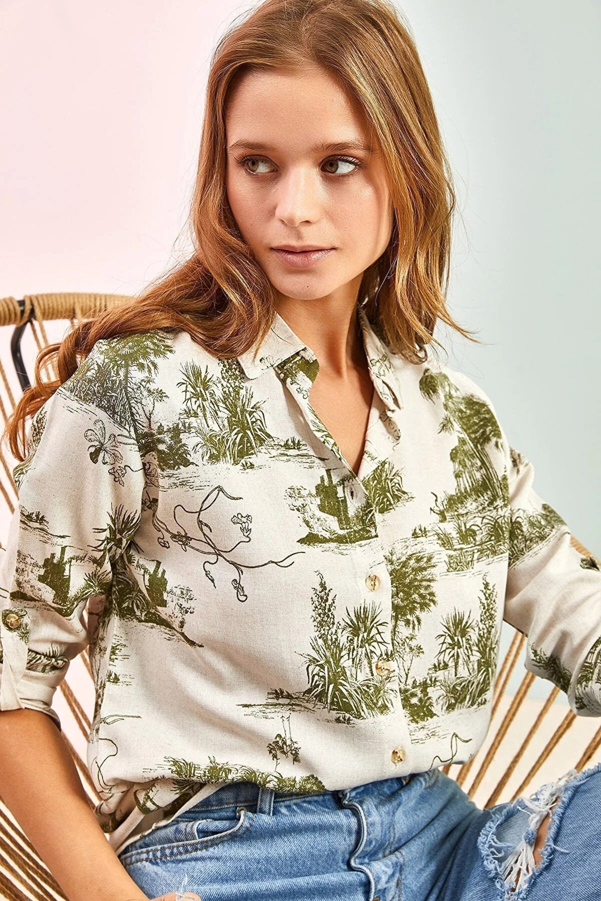 Sophia Green Vintage 1970s Landscape Designer Button-Down Shirt