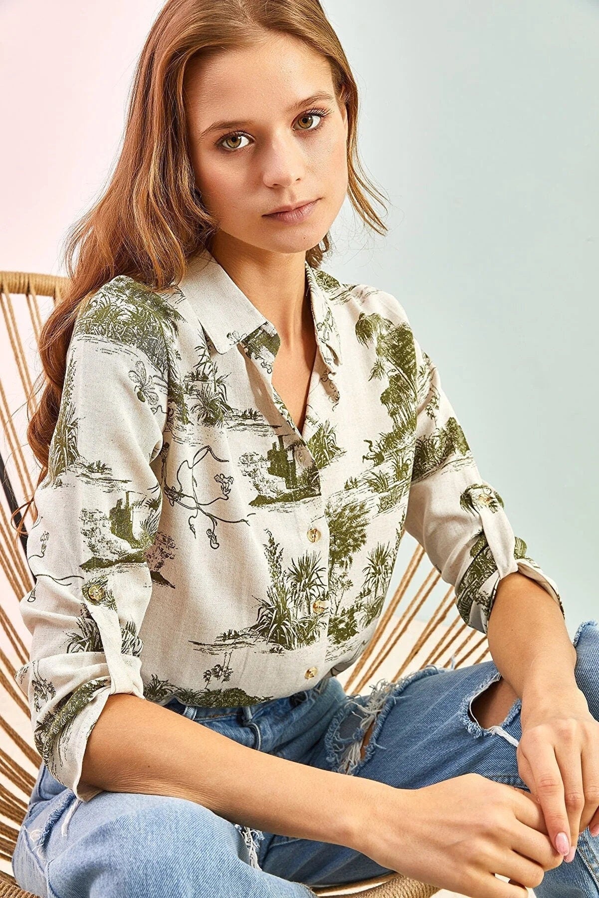 Sophia Green Vintage 1970s Landscape Designer Button-Down Shirt