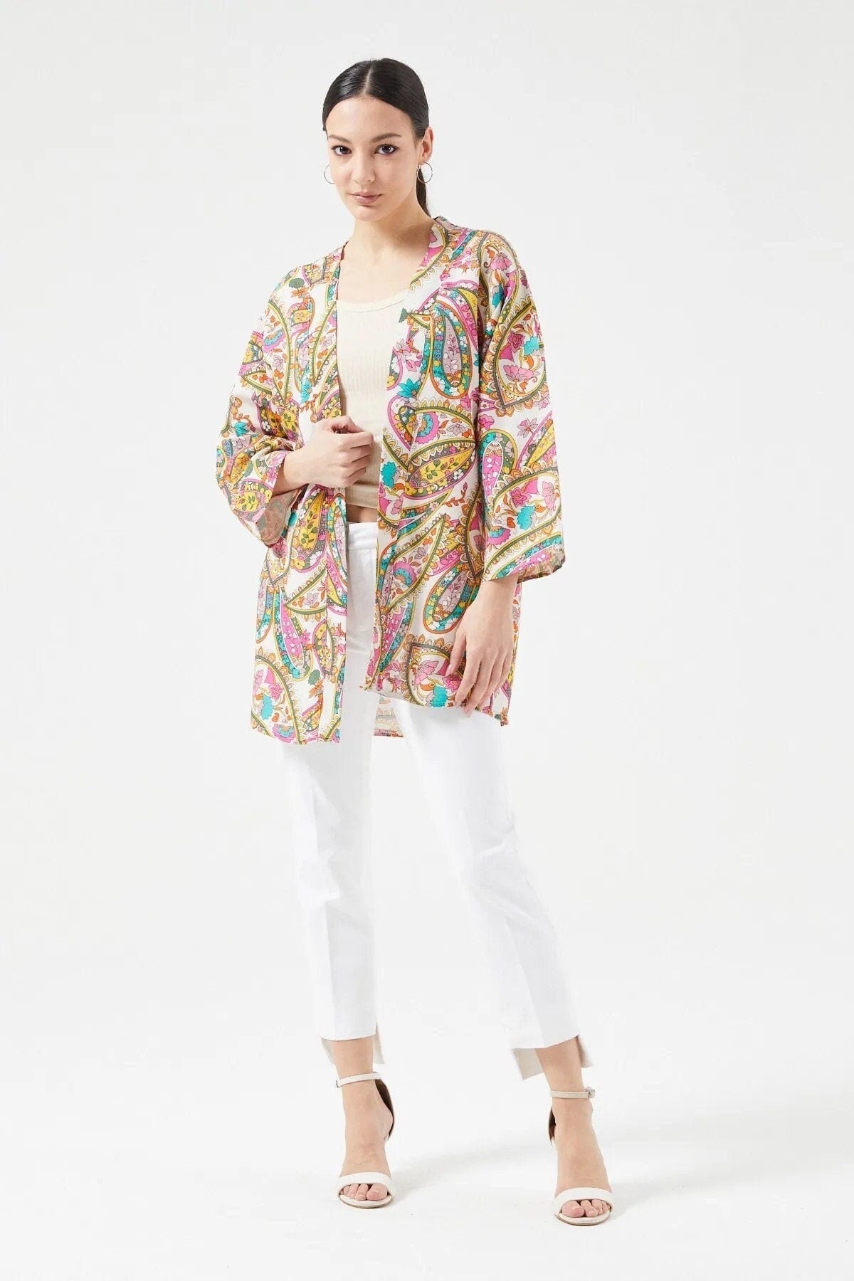 Patricia Ethnic Colorful Linen Kimono