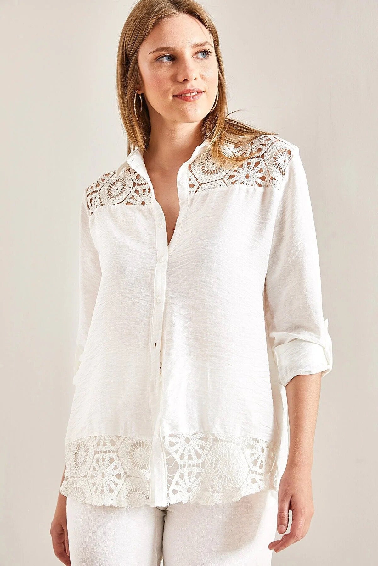 Black Lace Design Classic Blouse