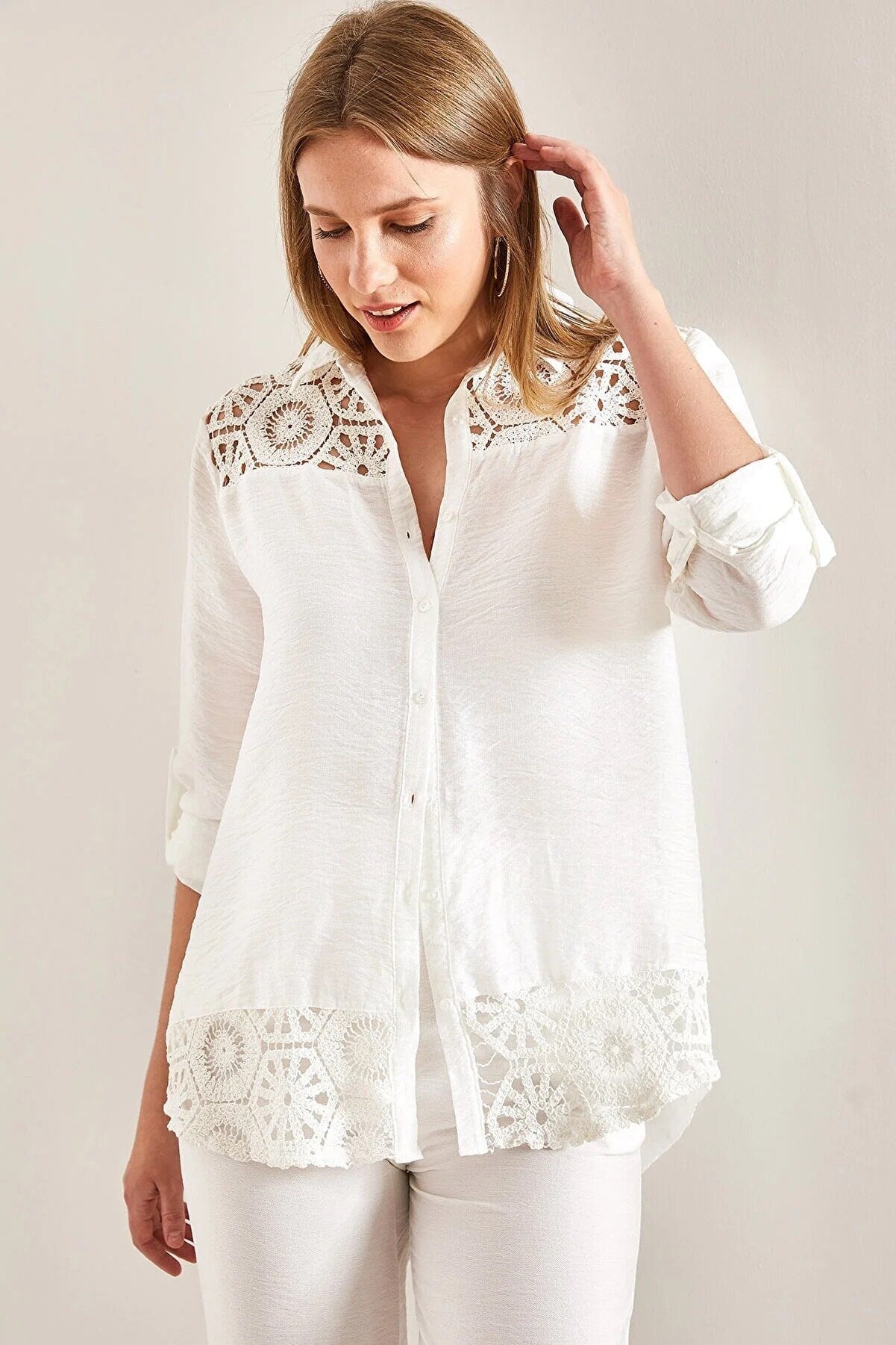 Black Lace Design Classic Blouse