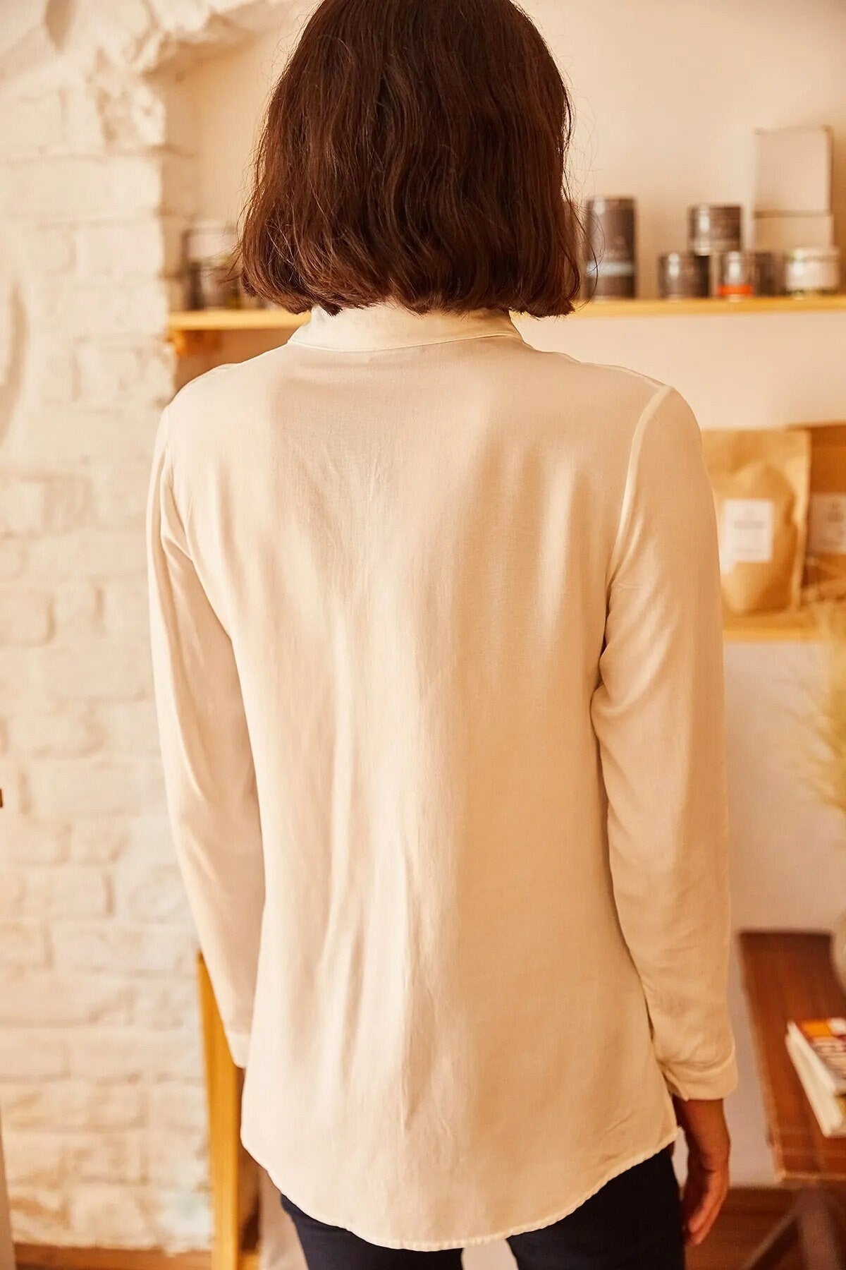 Charlotte Ecru Essential Long Sleeved Blouse