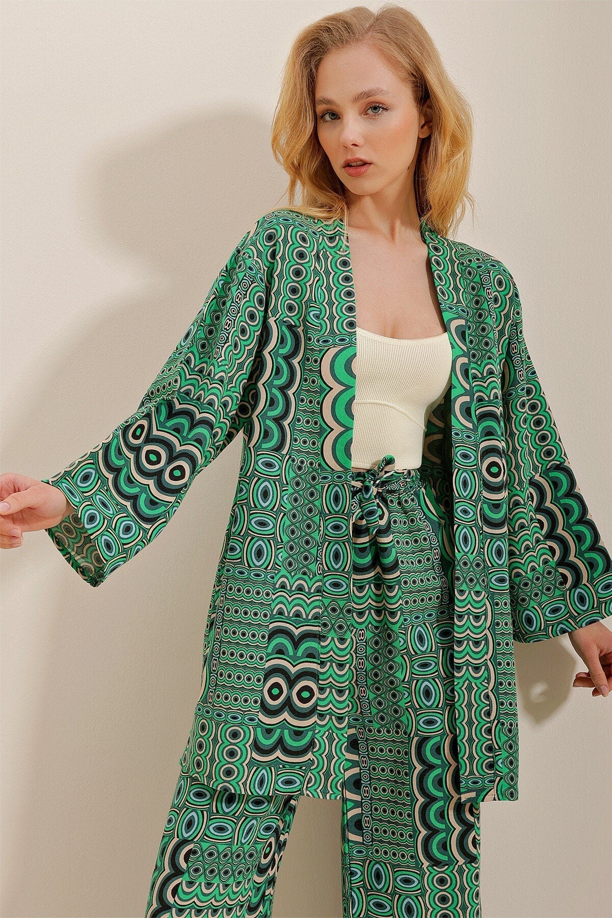 Brown Linen Designer Kimono