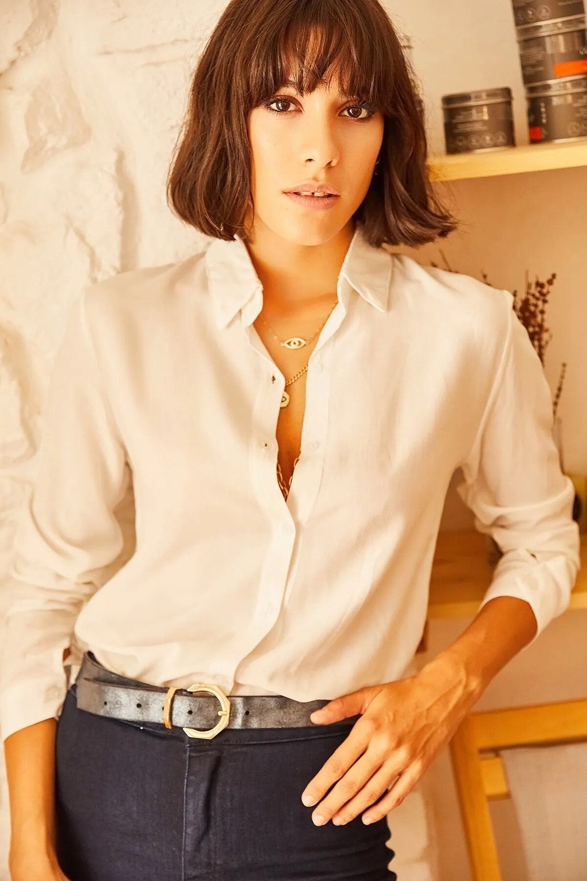Charlotte Ecru Essential Long Sleeved Blouse