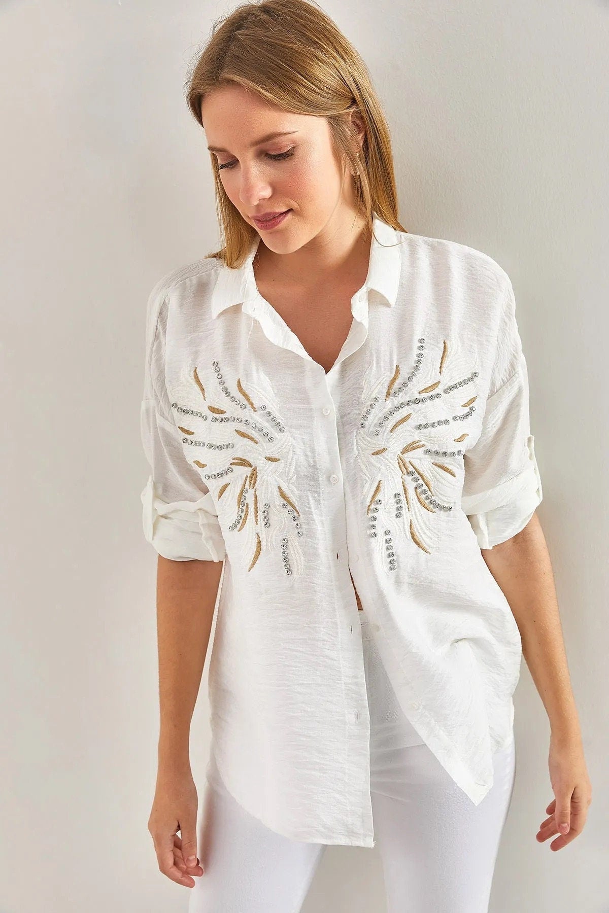 Angel Wing Designer Cotton Button Down Shirt