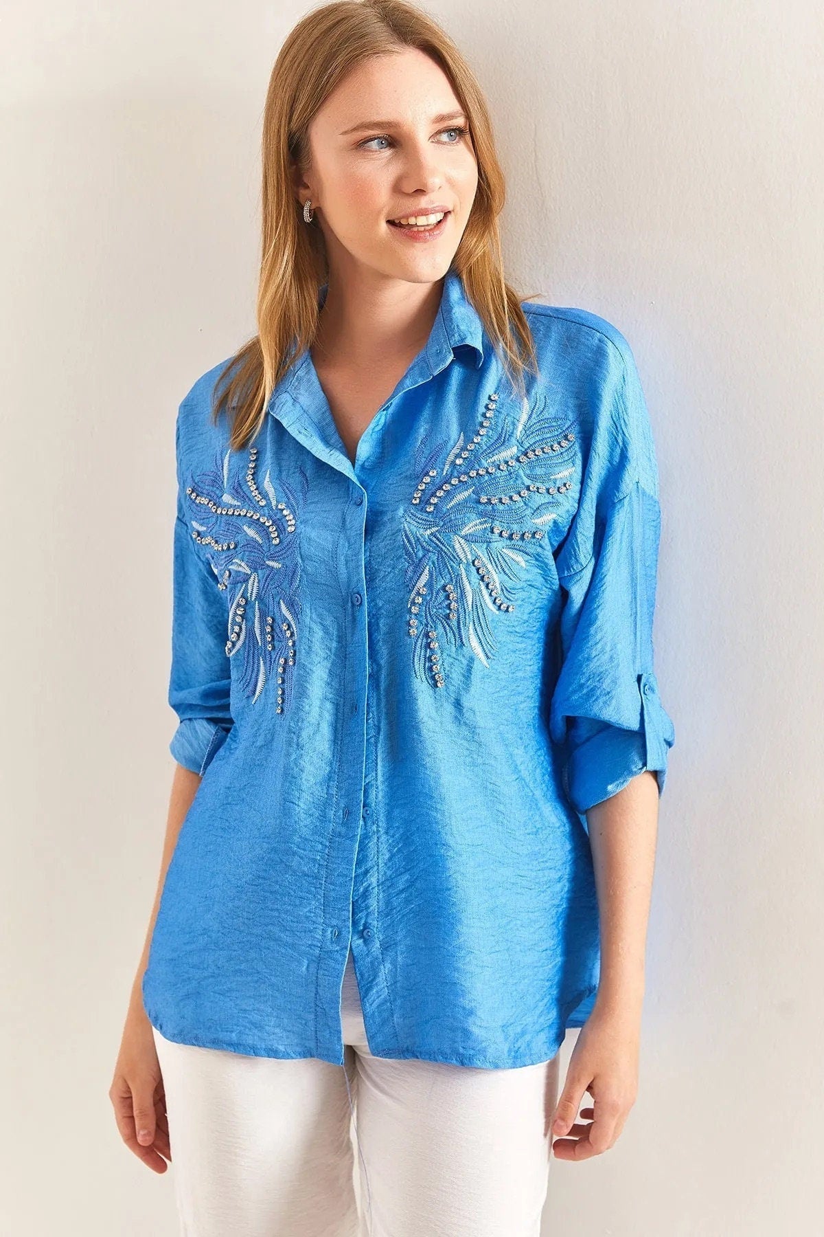 Angel Wing Designer Cotton Button Down Shirt