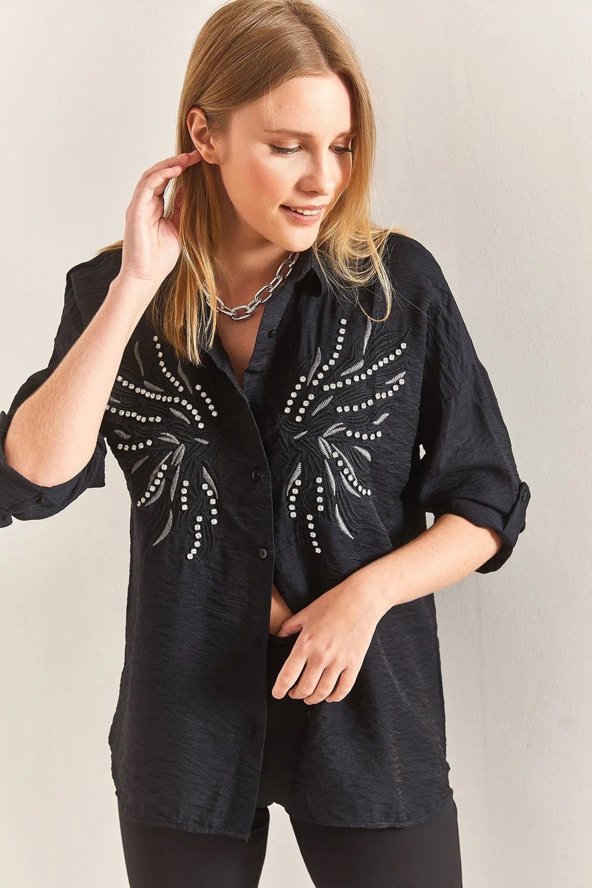 Angel Wing Designer Cotton Button Down Shirt