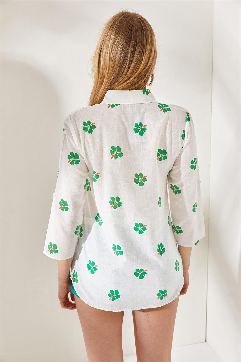 Verona Green Clover Linen Long Sleeve Button Down Shirt