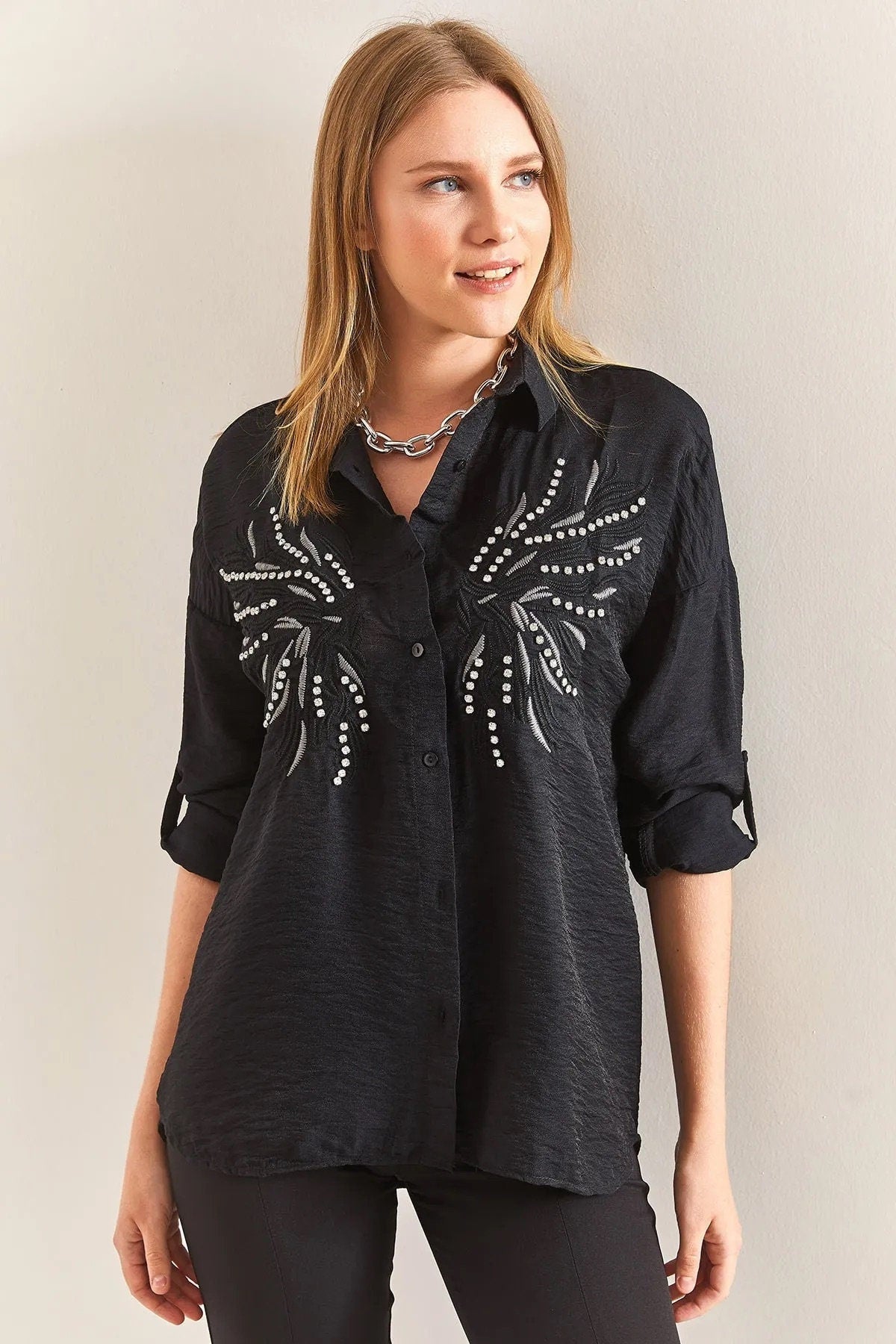 Angel Wing Designer Cotton Button Down Shirt
