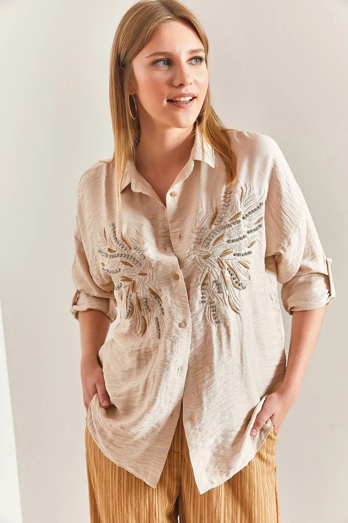Angel Wing Designer Cotton Button Down Shirt