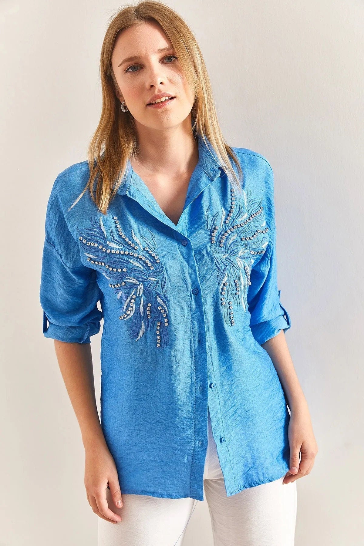 Angel Wing Designer Cotton Button Down Shirt