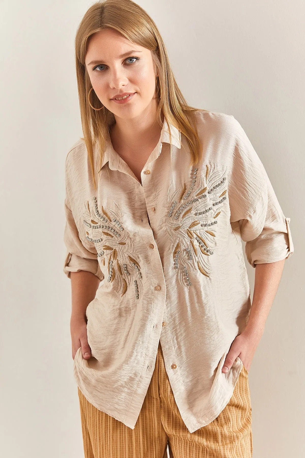 Angel Wing Designer Cotton Button Down Shirt