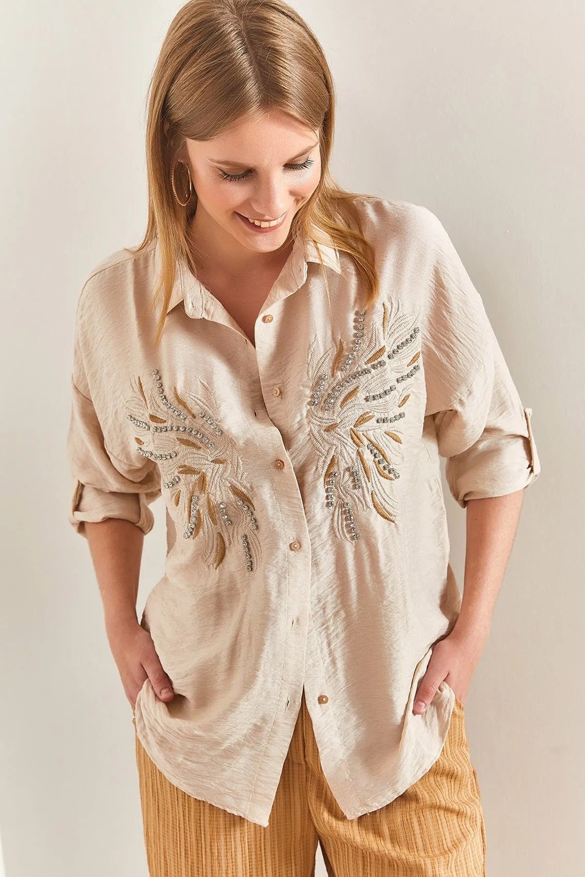 Angel Wing Designer Cotton Button Down Shirt