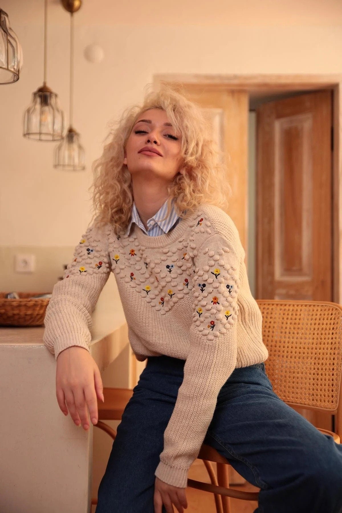 Embroidered Knit Sweater