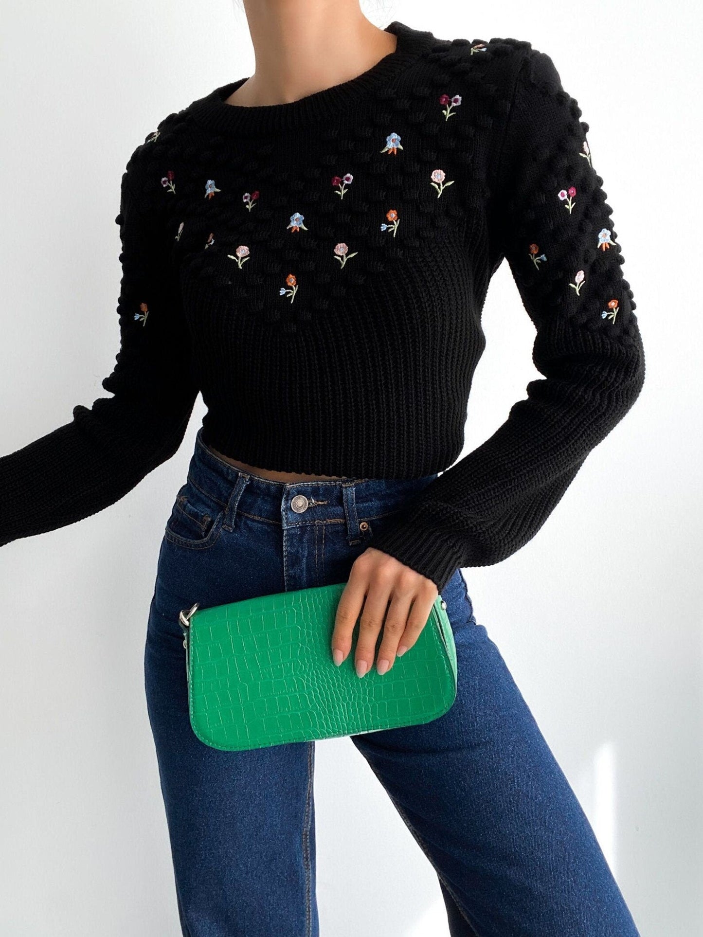 Embroidered Knit Sweater
