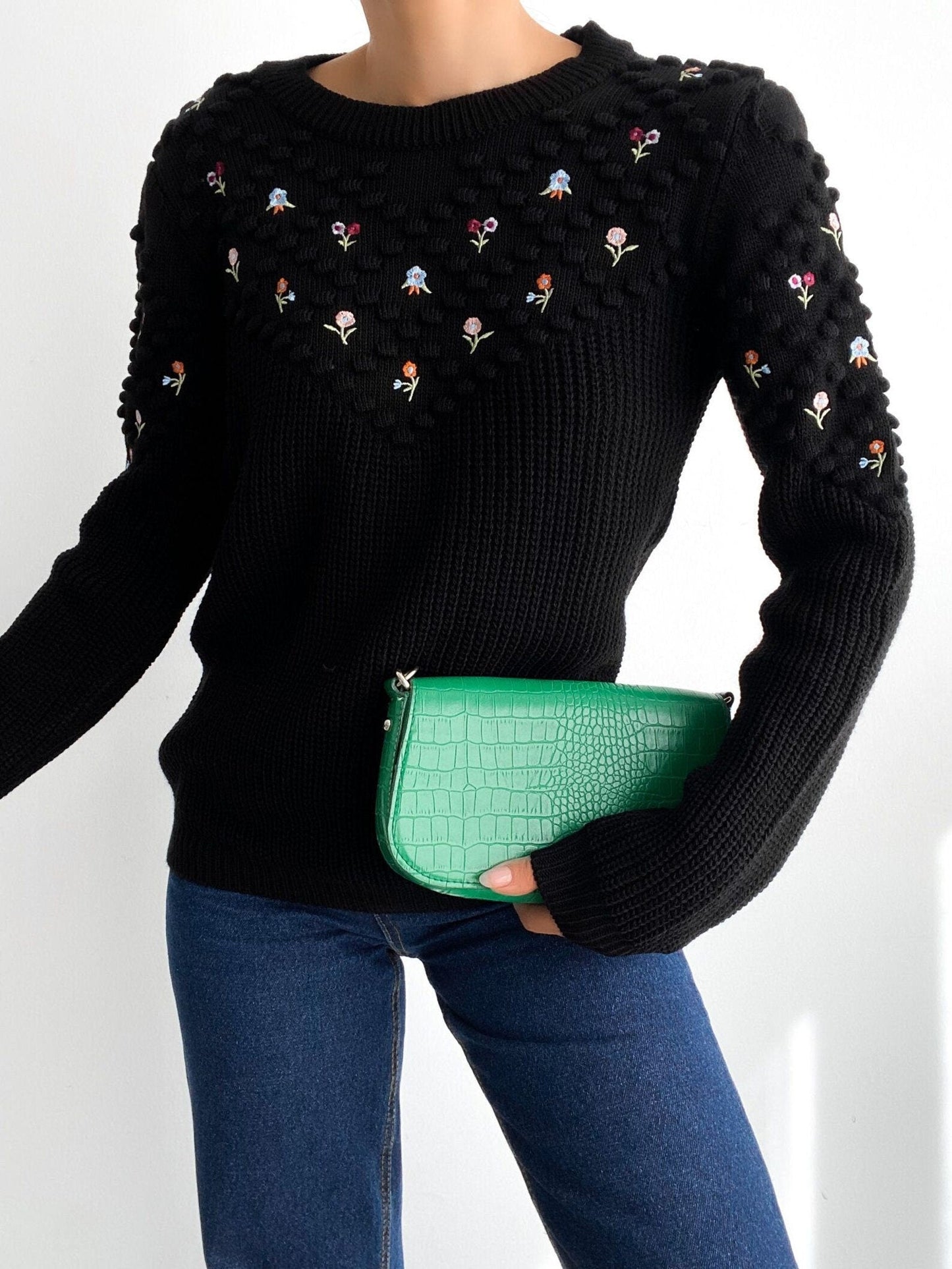Embroidered Knit Sweater
