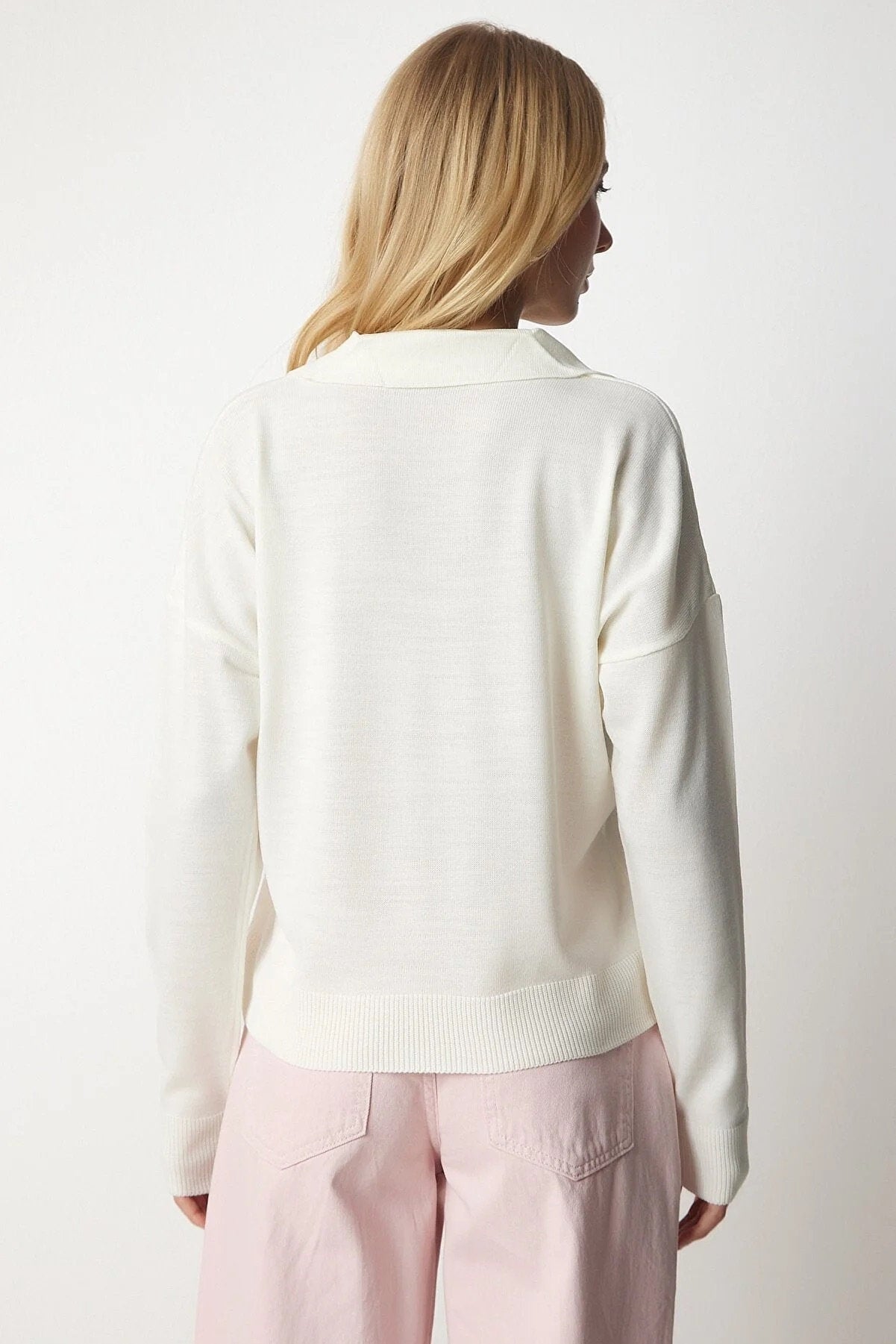 Johnny Collar Polo Ecru Sweater
