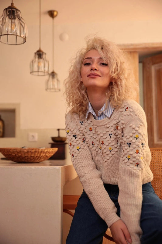 Embroidered Knit Sweater
