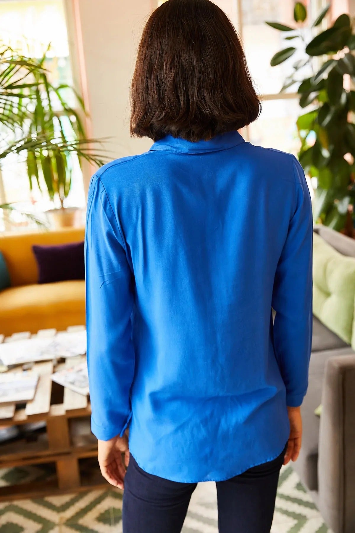 Charlotte Royal Blue Button-Down Blouse