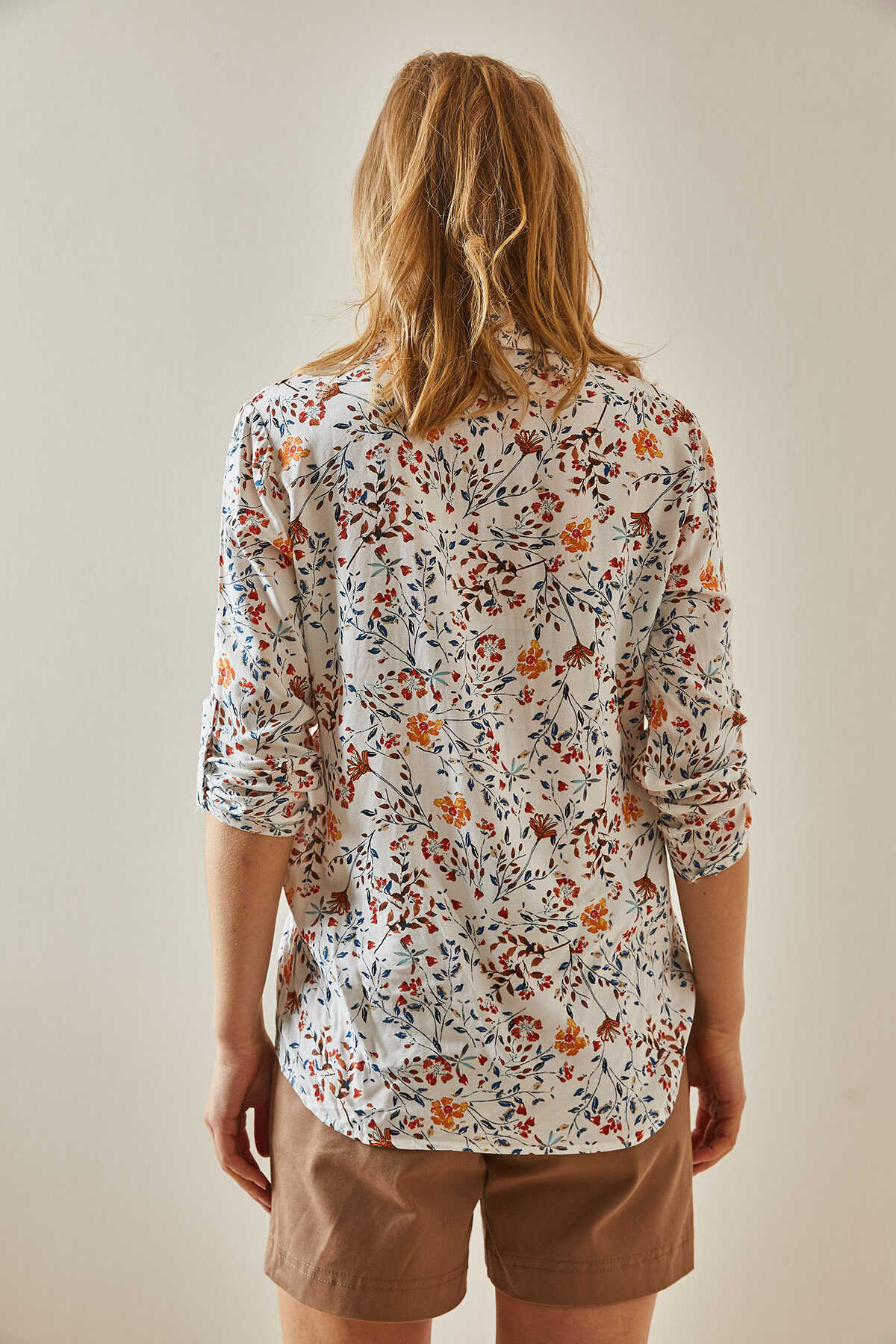 Sophia Orange Floral Button Down Shirt