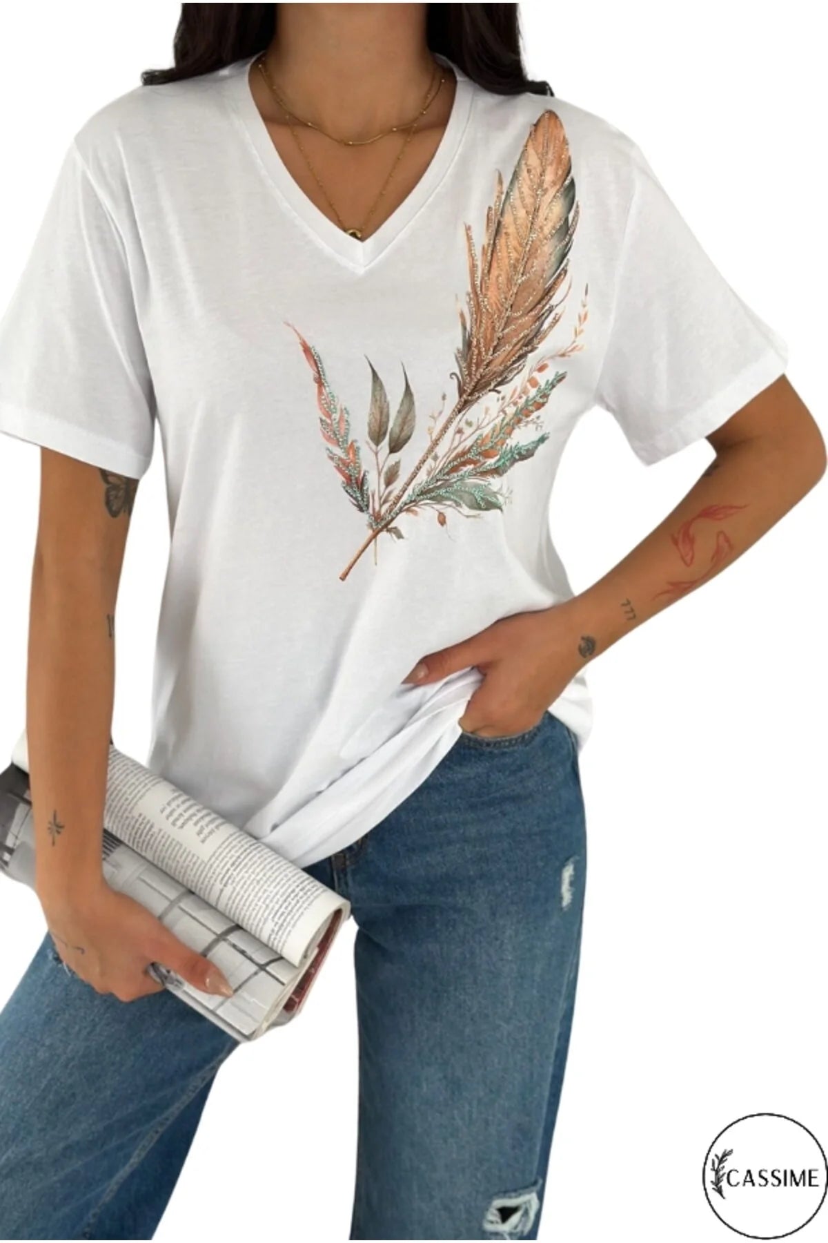Tilda White Floral Embroidered Cotton T-Shirt