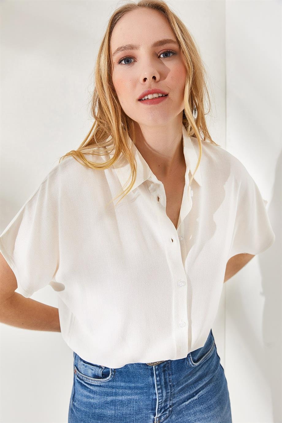 Black Cotton Short Sleeve Button Down Shirt