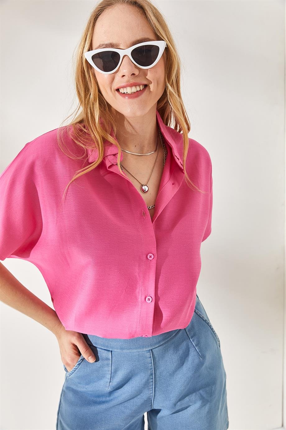 Black Cotton Short Sleeve Button Down Shirt