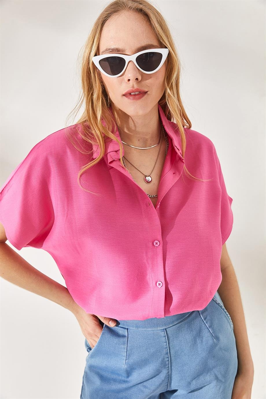 Black Cotton Short Sleeve Button Down Shirt