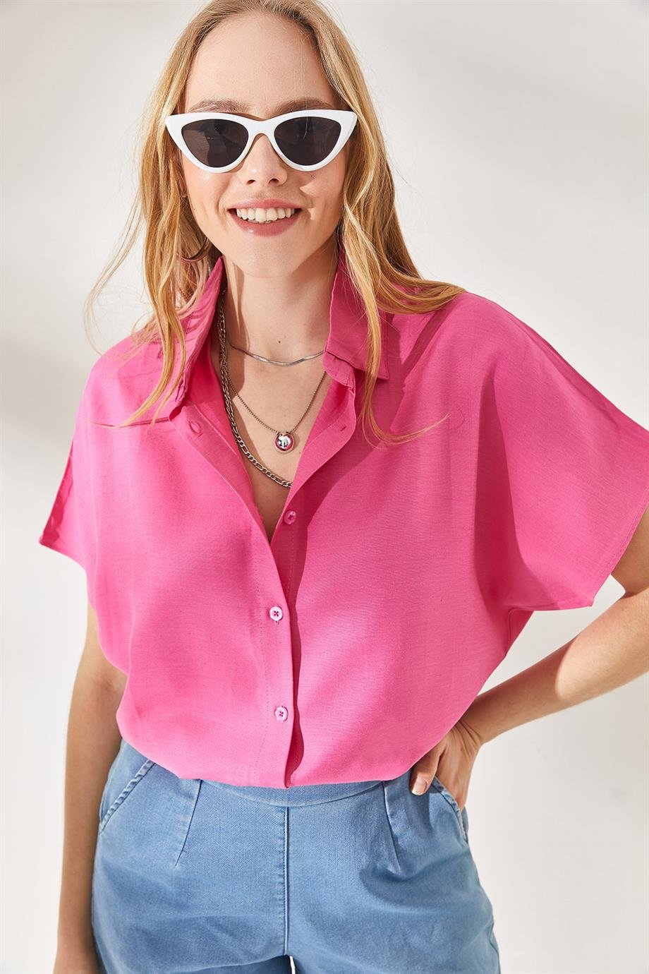 Black Cotton Short Sleeve Button Down Shirt