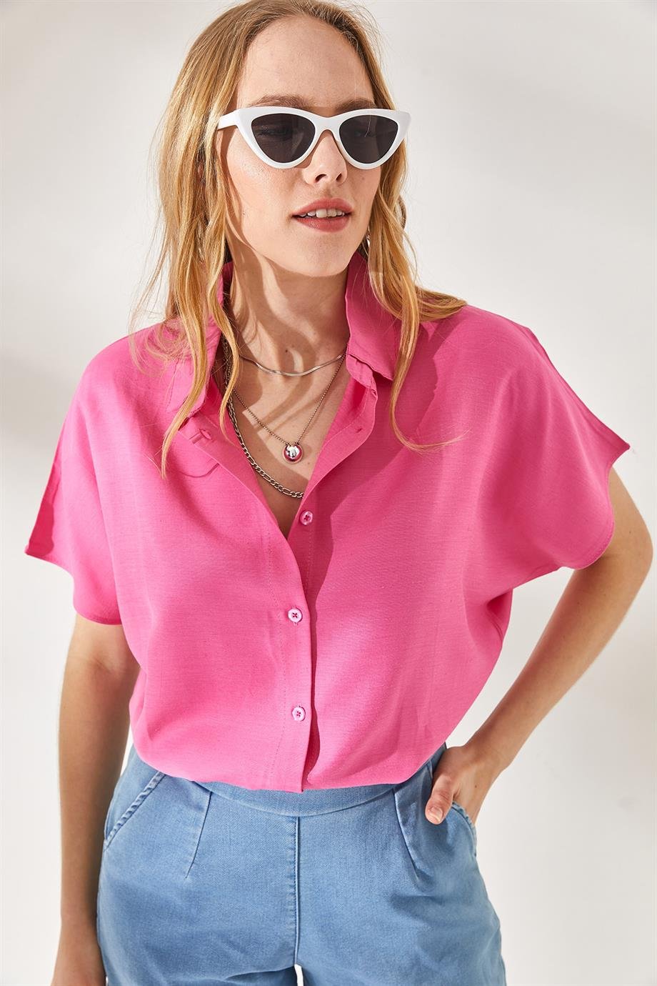 Black Cotton Short Sleeve Button Down Shirt