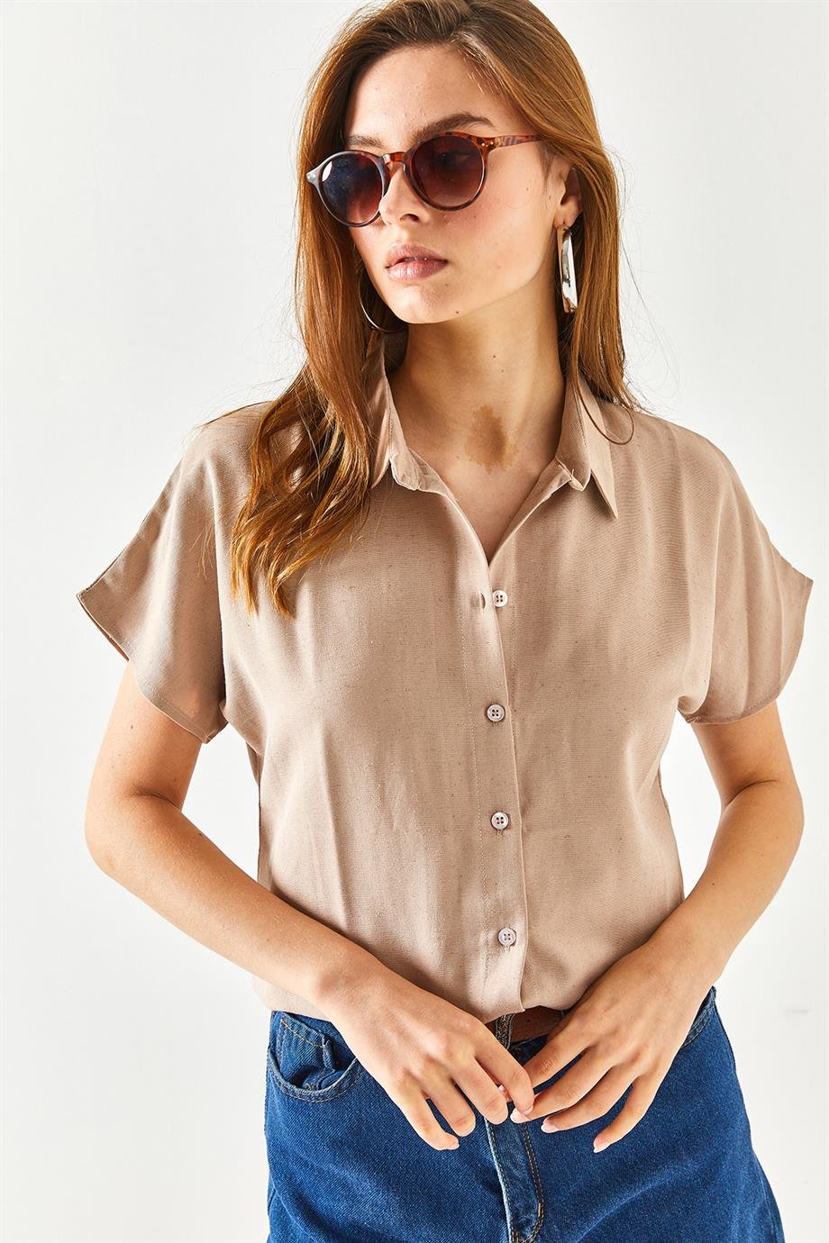 Black Cotton Short Sleeve Button Down Shirt