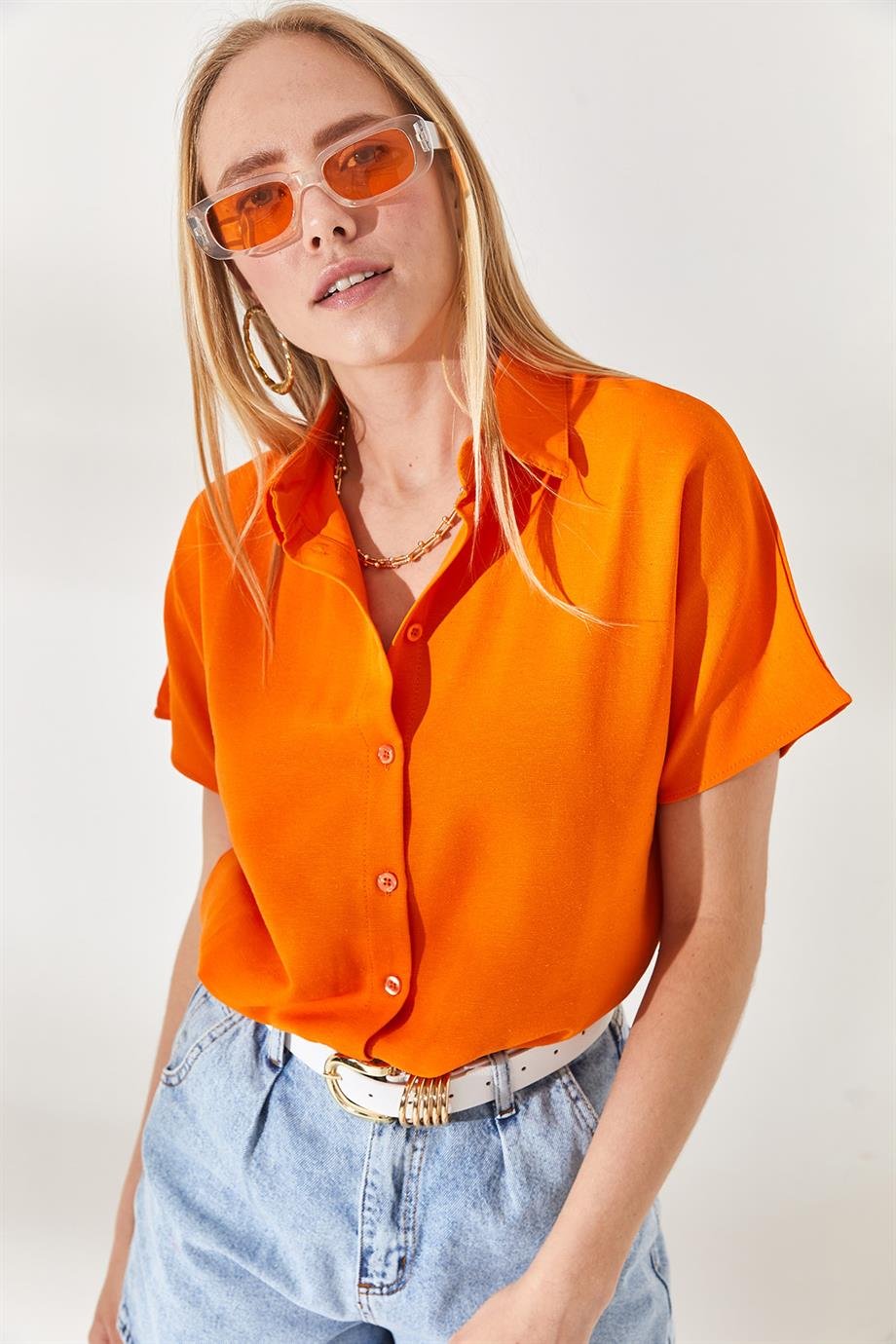Black Cotton Short Sleeve Button Down Shirt